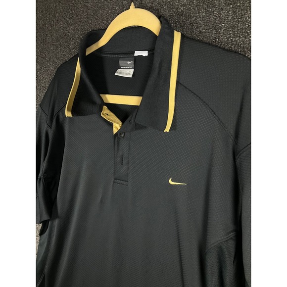 Nike Other - Nike Sphere Dry Golf Polo Shirt Mens XL Black Gold Swoosh Short Sleeve Athletic
